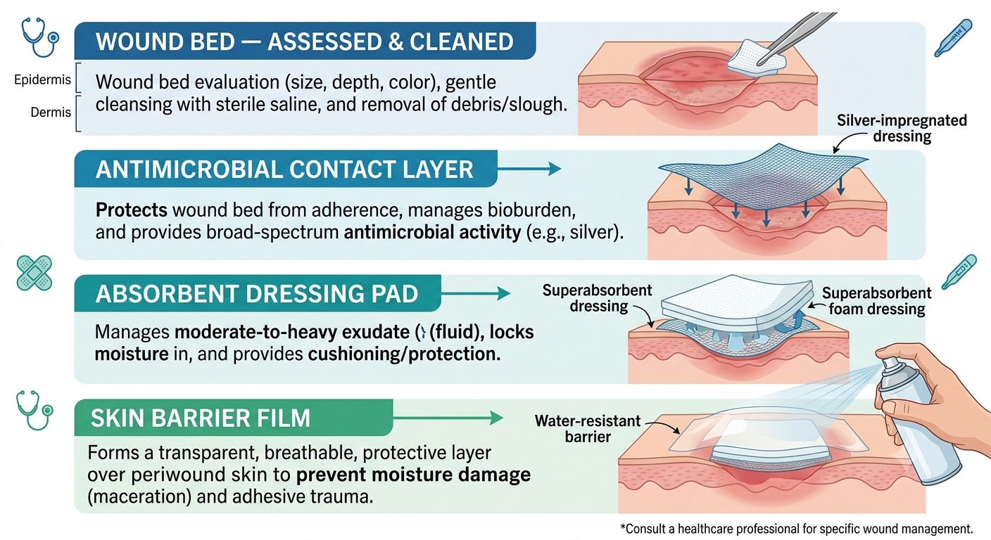 Wound care layer by layer diagram